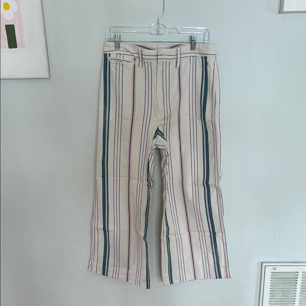 Madewell Cream and Pink Casual Wide-Leg Pants